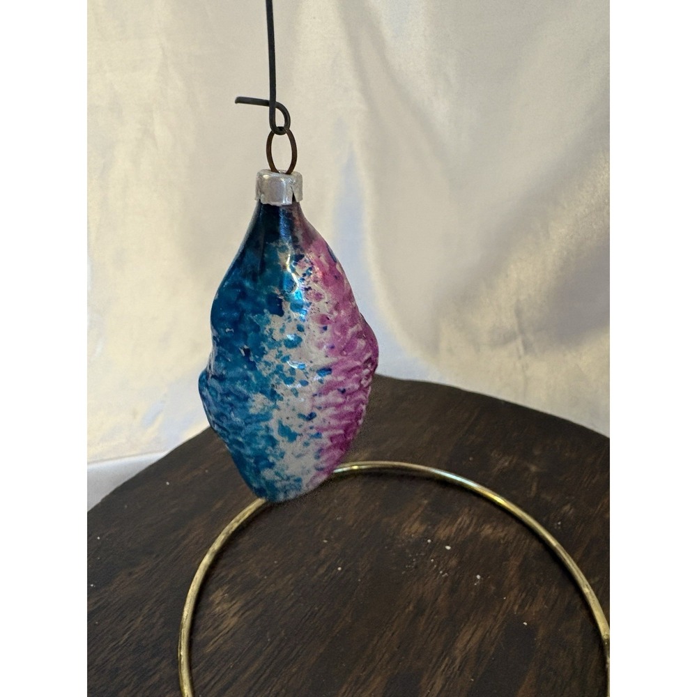 VINTAGE WEST GERMANY GLASS FISH FIGURAL CHRISTMAS ORNAMENT MID-CENTURY 1950's